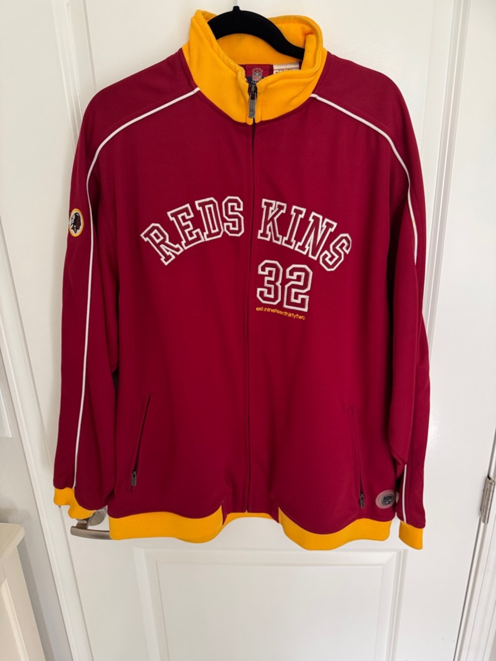 Reebok Burgundy and Gold Redskins 32 Performance Jacket